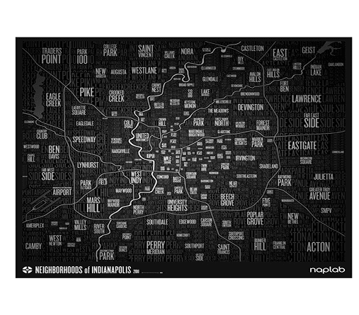 Black and white Indianapolis map