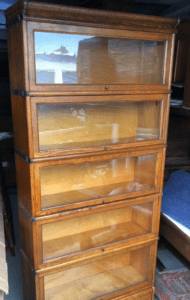 Antique oak barrister bookcase with glass doors