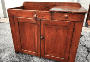 Antique wooden washstand cabinet with drawer