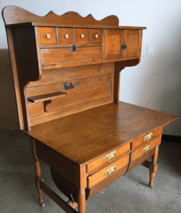 Antique wooden desk with hutch and drawers