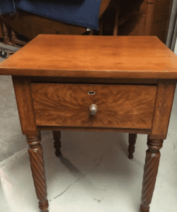 Vintage wooden end table with spiral legs